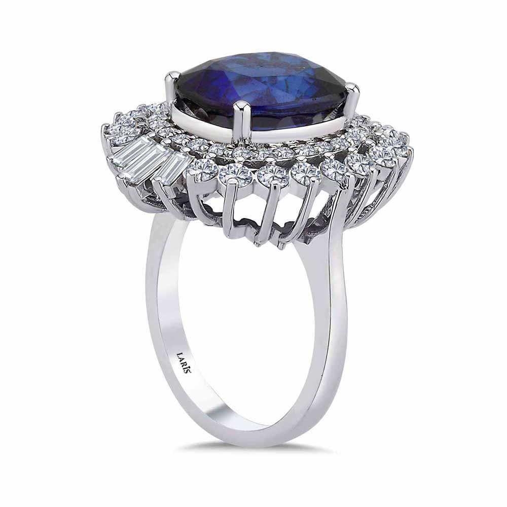 Safir Yüzükler 8,60 Karat Pırlanta Cushion Kesim Mega Safir Yüzük