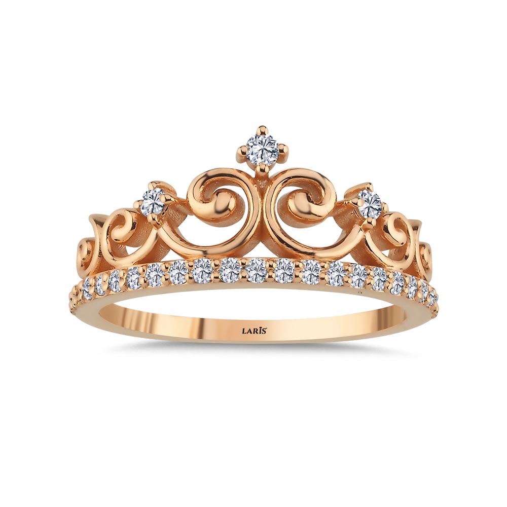 Özel Tasarım Yüzükler 0,27 Karat Pırlanta Kraliçe Taç Vintage Yüzük