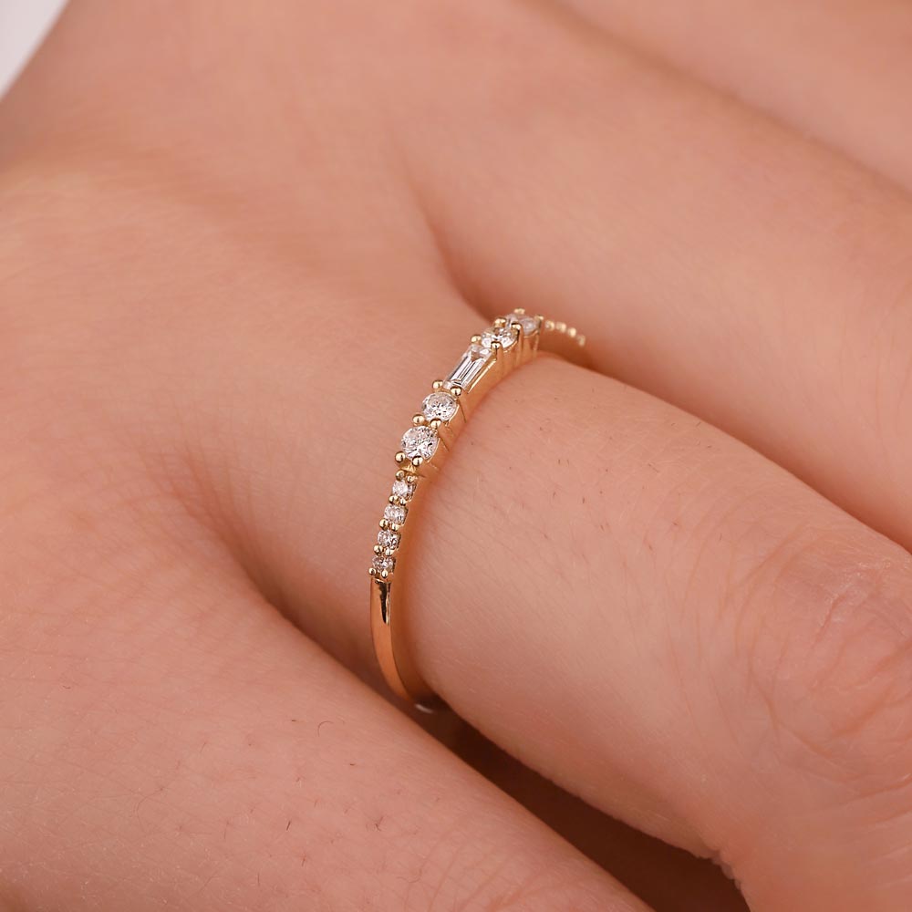 Tamtur / Yarımtur Yüzükler 0,17 Karat Pırlanta Özel Tasarım Yarımtur Yüzük