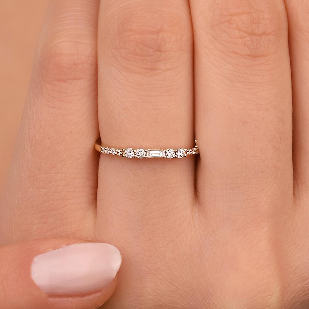 Tamtur / Yarımtur Yüzükler 0,17 Karat Pırlanta Özel Tasarım Yarımtur Yüzük