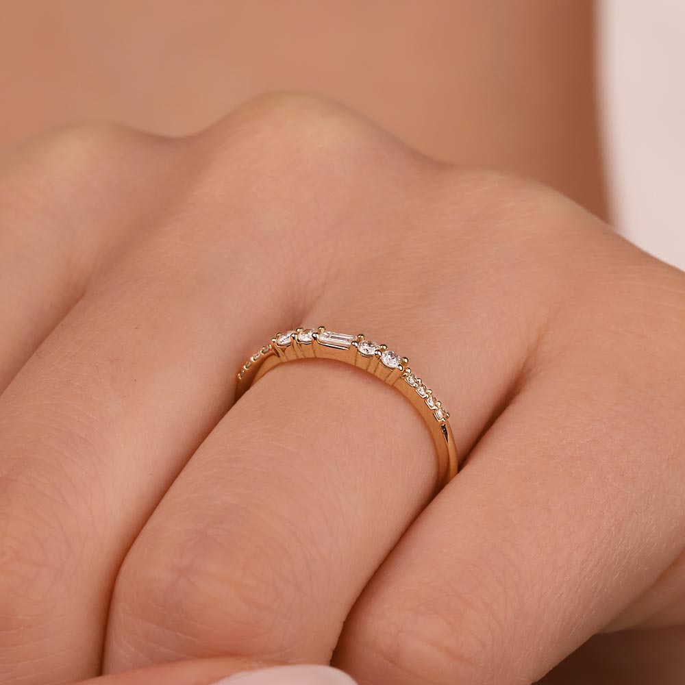 Tamtur / Yarımtur Yüzükler 0,17 Karat Pırlanta Özel Tasarım Yarımtur Yüzük