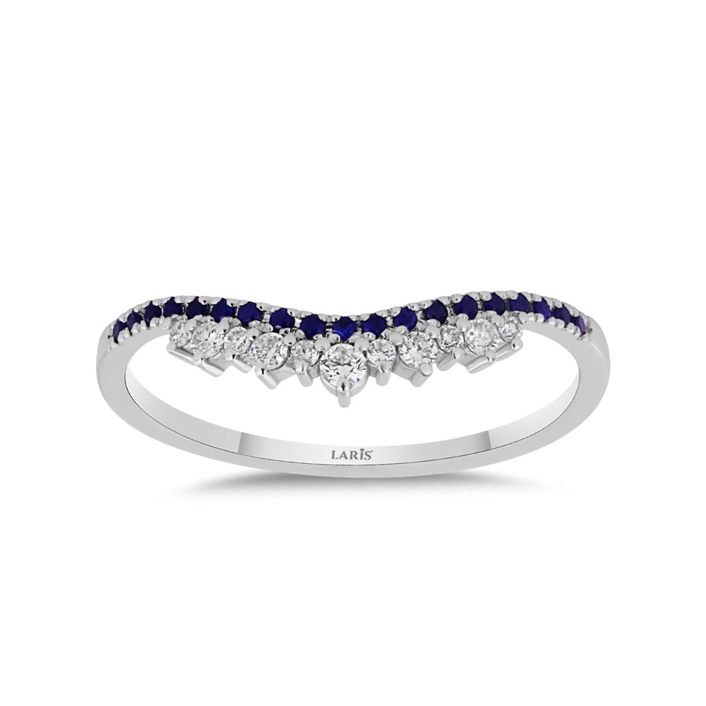 Tamtur / Yarımtur Yüzükler 0.25 Karat Pırlanta Özel Tasarım Safir Yarımtur Yüzük