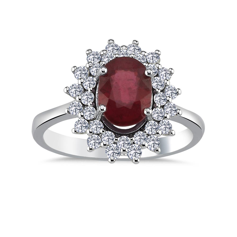 Yakut Yüzükler 3,68 Karat Pırlanta Stern Yakut Anturaj Yüzük