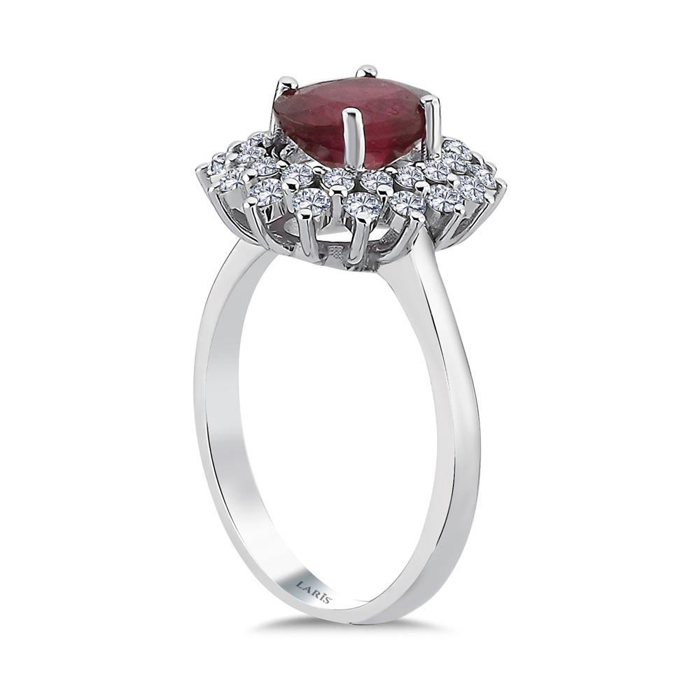 Yakut Yüzükler 3,68 Karat Pırlanta Stern Yakut Anturaj Yüzük