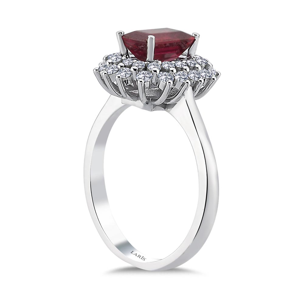 Yakut Yüzükler 2,06 Karat Pırlanta Stern Yakut Anturaj Yüzük