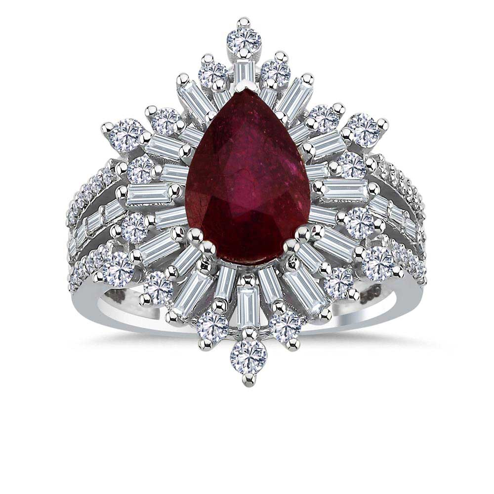 Yakut Yüzükler 4,35 Karat Pırlanta Taşlı Yakut Stern Tasarım Yüzük