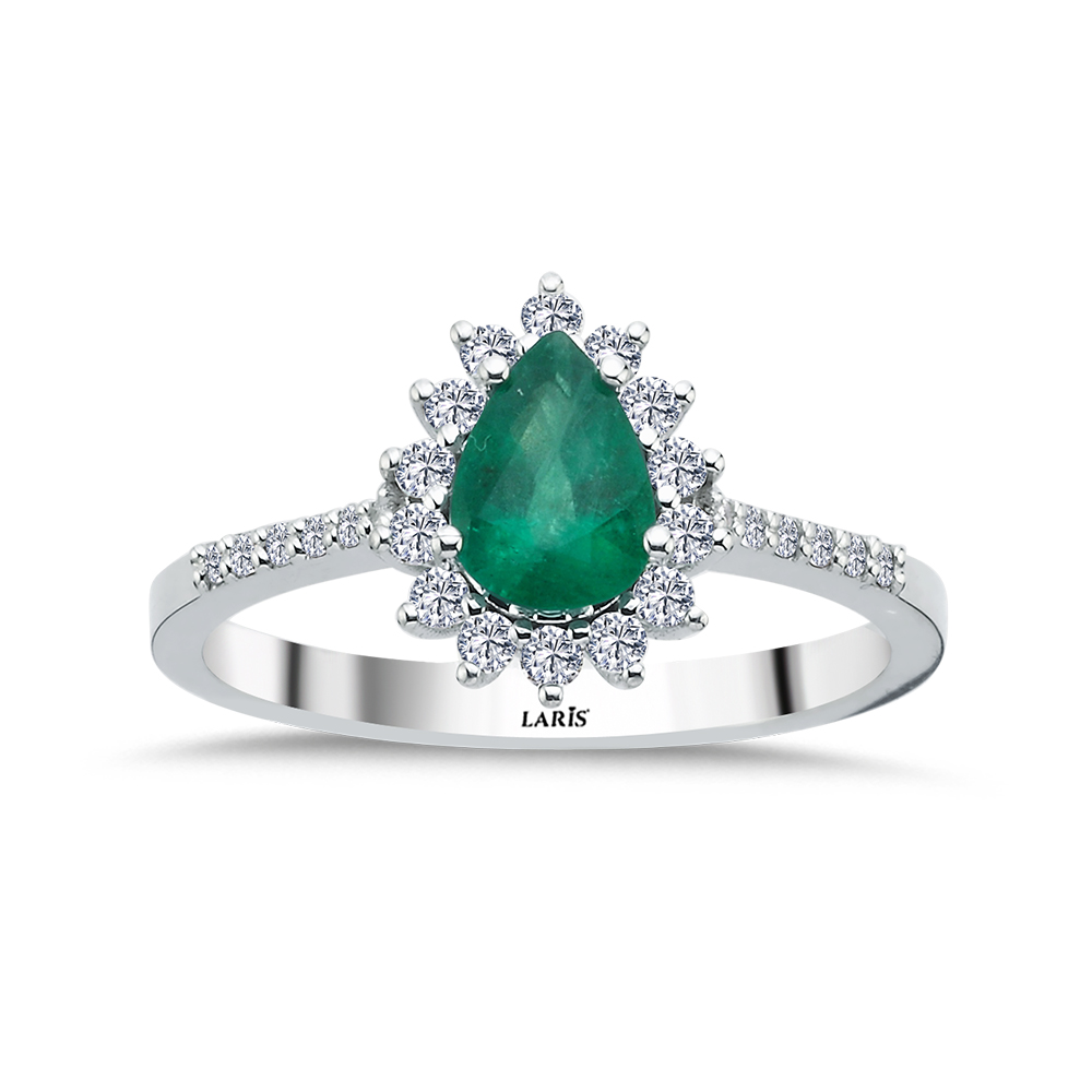 Zümrüt Yüzükler 0,95 Karat Pırlanta Jasmine Zümrüt Yüzük