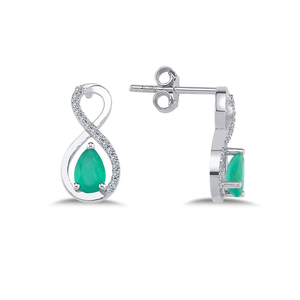 0,70 Karat Pırlanta Ve Zümrüt Sonsuzluk Küpe